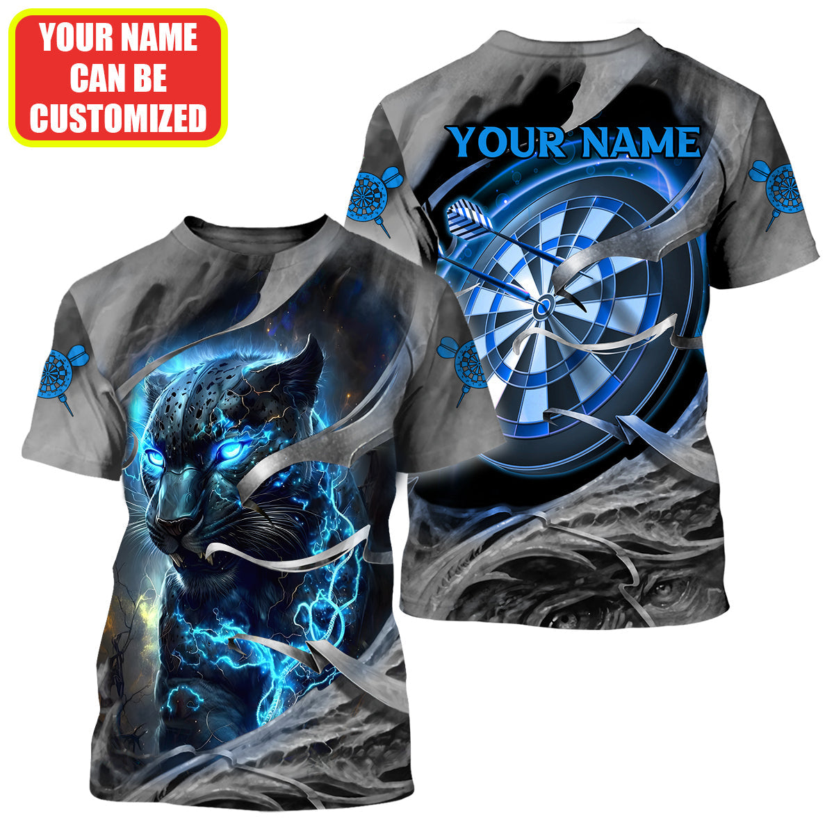 Dartboard Blue Panther Personalized Name 3D Shirt For Darts Player S070701