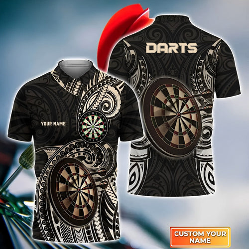 Dartboard Tattoo Personalized Name 3D Polo Shirt For Darts Player, Dart Team Shirts S130708