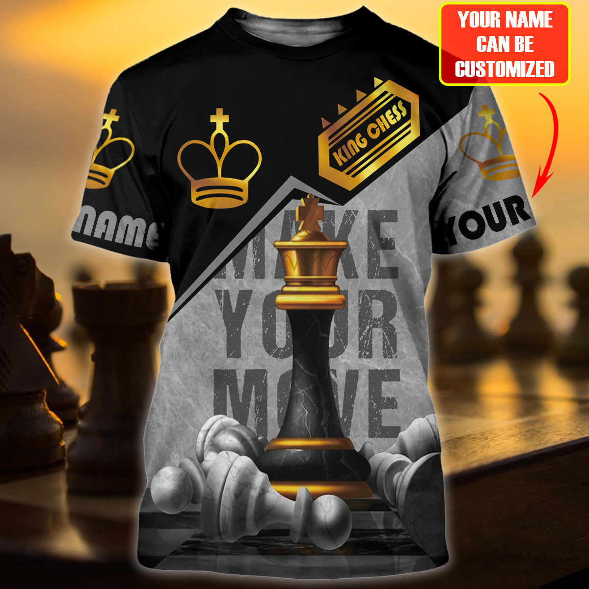 Personalized Name King Chess Make Your Move All Over Printed Unisex Shirt