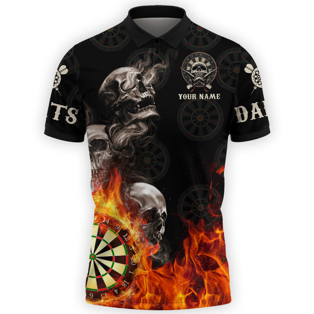 Personalized Name Darts Skull 3D Shirt