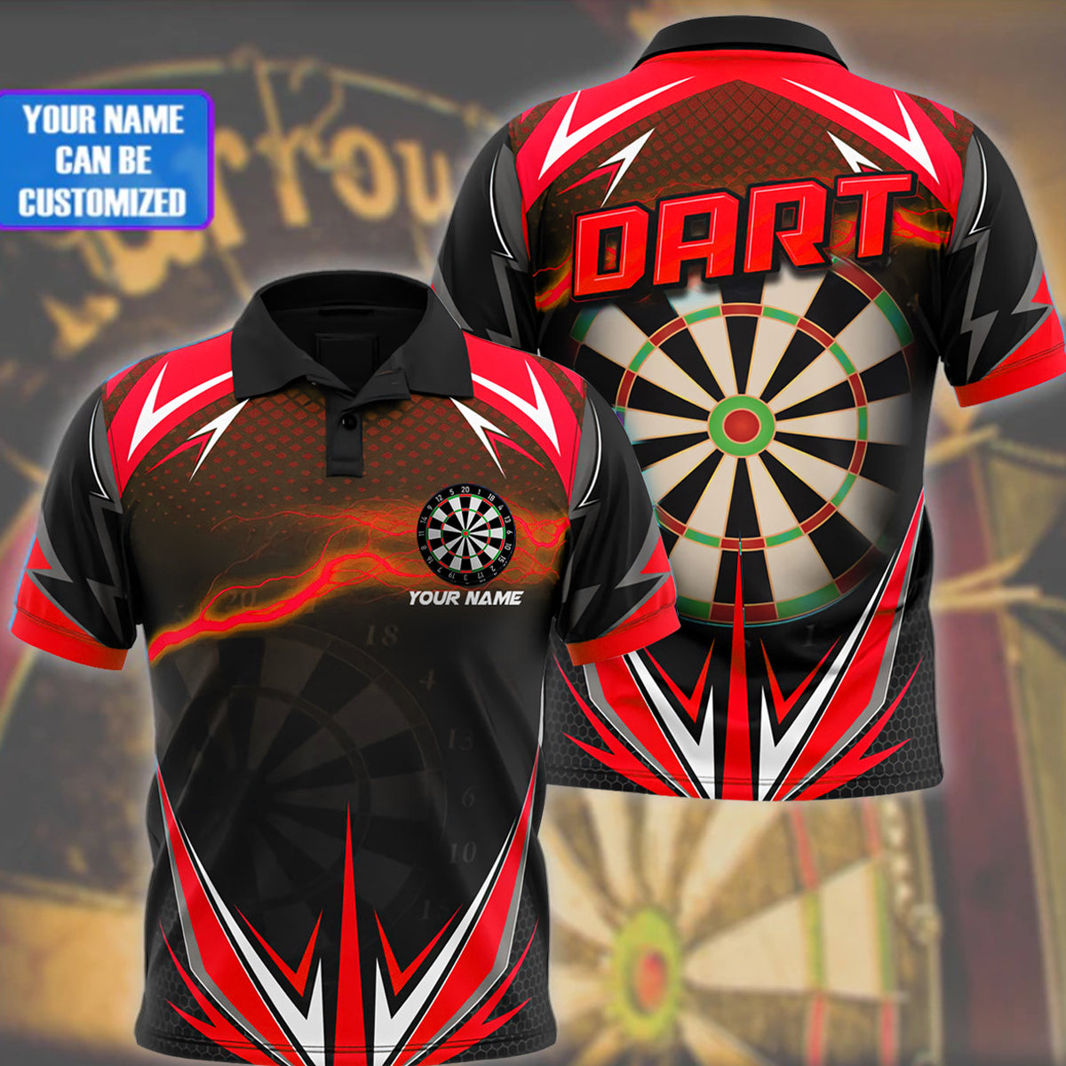 Personalized Name Darts Red All Over Printed Unisex Shirt - LP37