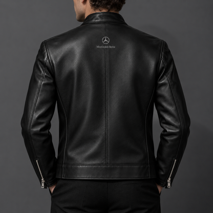 Personalized Merc Signature Collar Leather Jacket