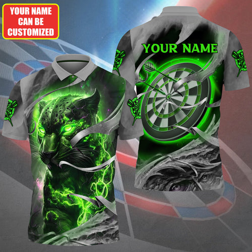 Dartboard Green Panther Personalized Name 3D Shirt For Darts Player S070701