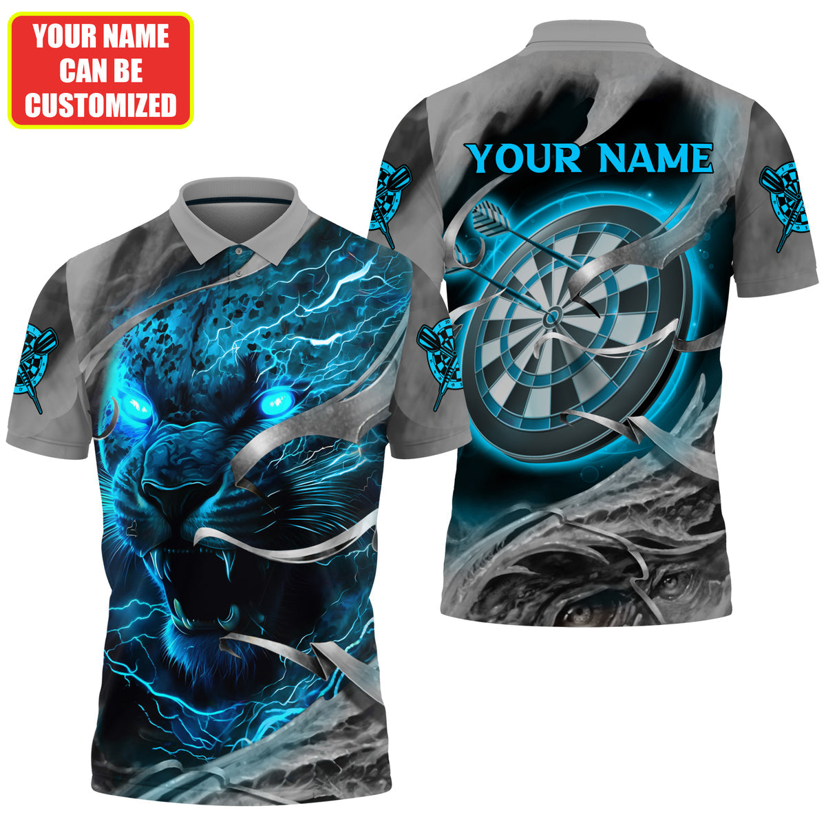 Personalized Name Blue Panther Darts 3D Shirt For Darts Player S220406