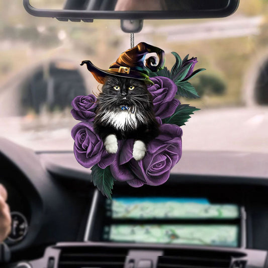 Black Cat Flower Halloween Hanging Ornament