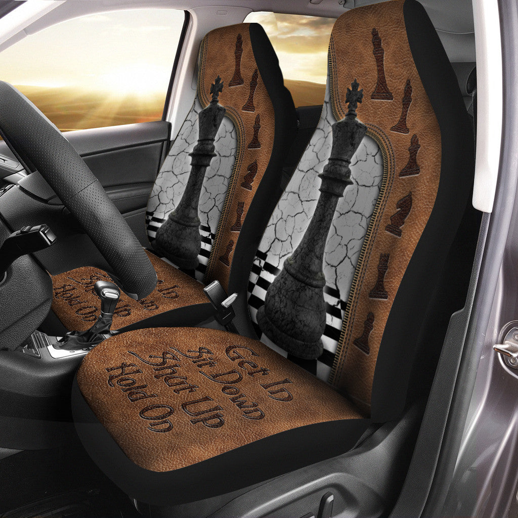 King Chess Hold on Funny Car Seat Covers Universal Fit Set 2