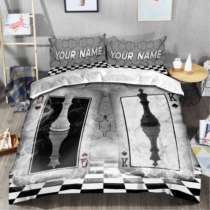 Personalized Name Queen And King Chess All Over Printed Bedding Set