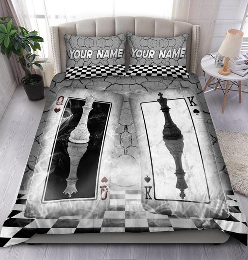 Personalized Name Queen And King Chess All Over Printed Bedding Set