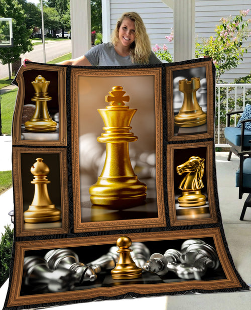 Chess Piece Gold Fleece Blanket