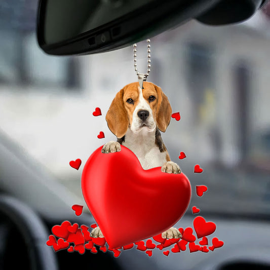 Beagle Collie Heart Ornament
