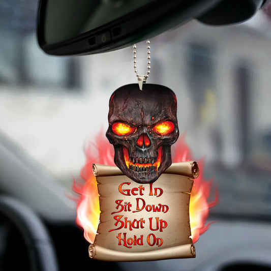 Red Skull Get In Funny Car Ornament