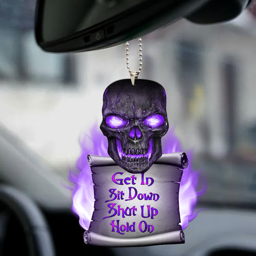 Purple Skull Get In Funny Car Ornament