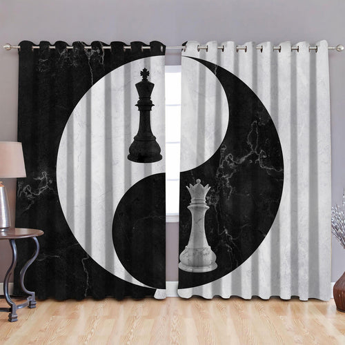 King And Queen Chess Yin Yang Window Curtains