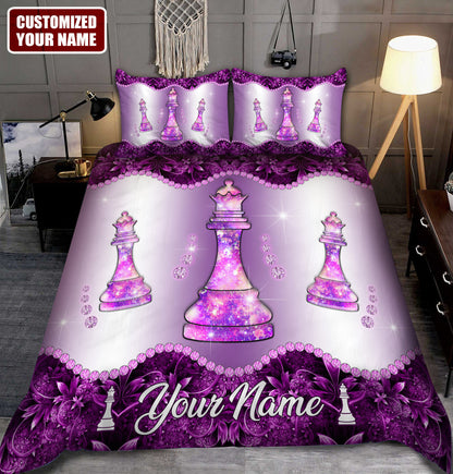 Personalized Name Queen Chess All Over Printed Bedding Set
