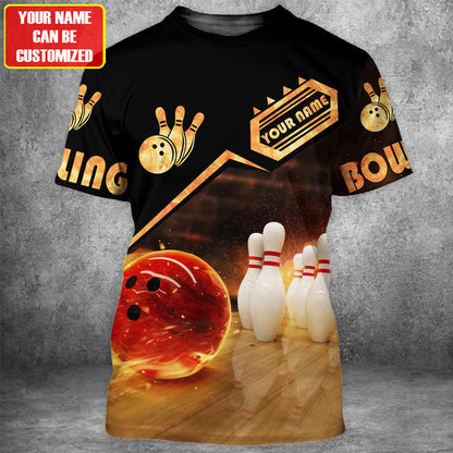 Personalized Name Bowling Fire All Over Printed Unisex Shirt