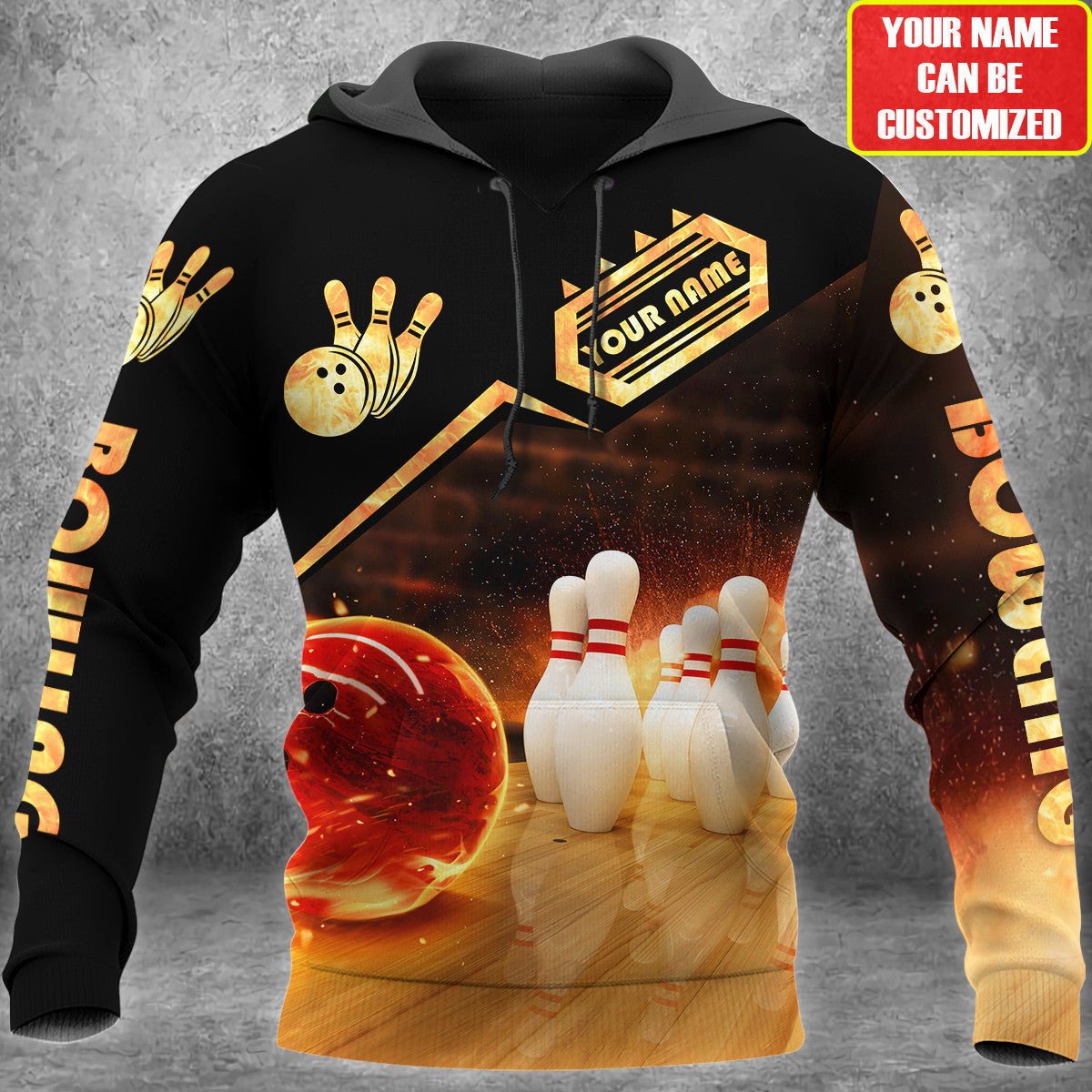 Personalized Name Bowling Fire All Over Printed Unisex Shirt