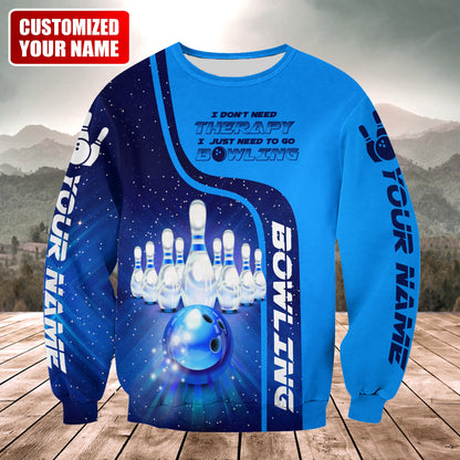 Personalized Name Bowling Therapy All Over Printed Unisex Shirt