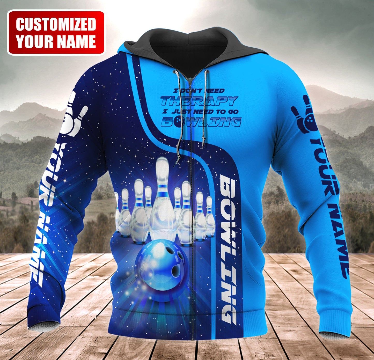 Personalized Name Bowling Therapy All Over Printed Unisex Shirt