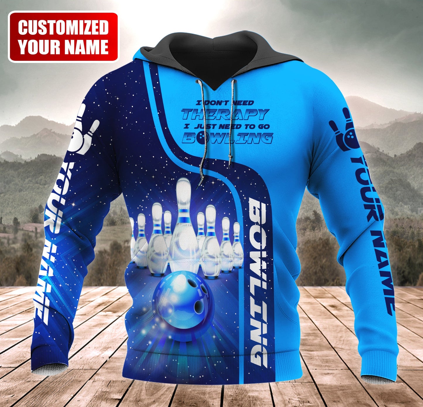 Personalized Name Bowling Therapy All Over Printed Unisex Shirt