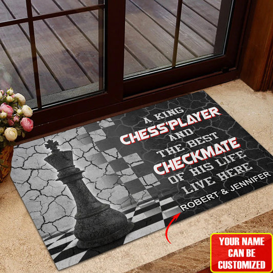 Personalized Name King Chess Checkmate Doormat