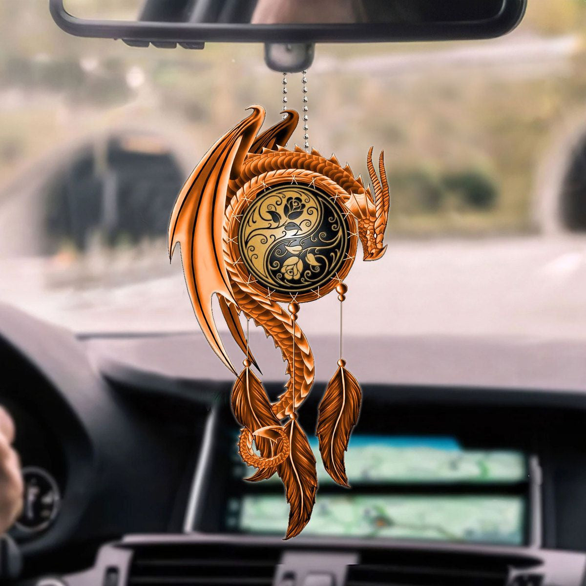 Orange Dragon Dream Catcher Hanging Ornament