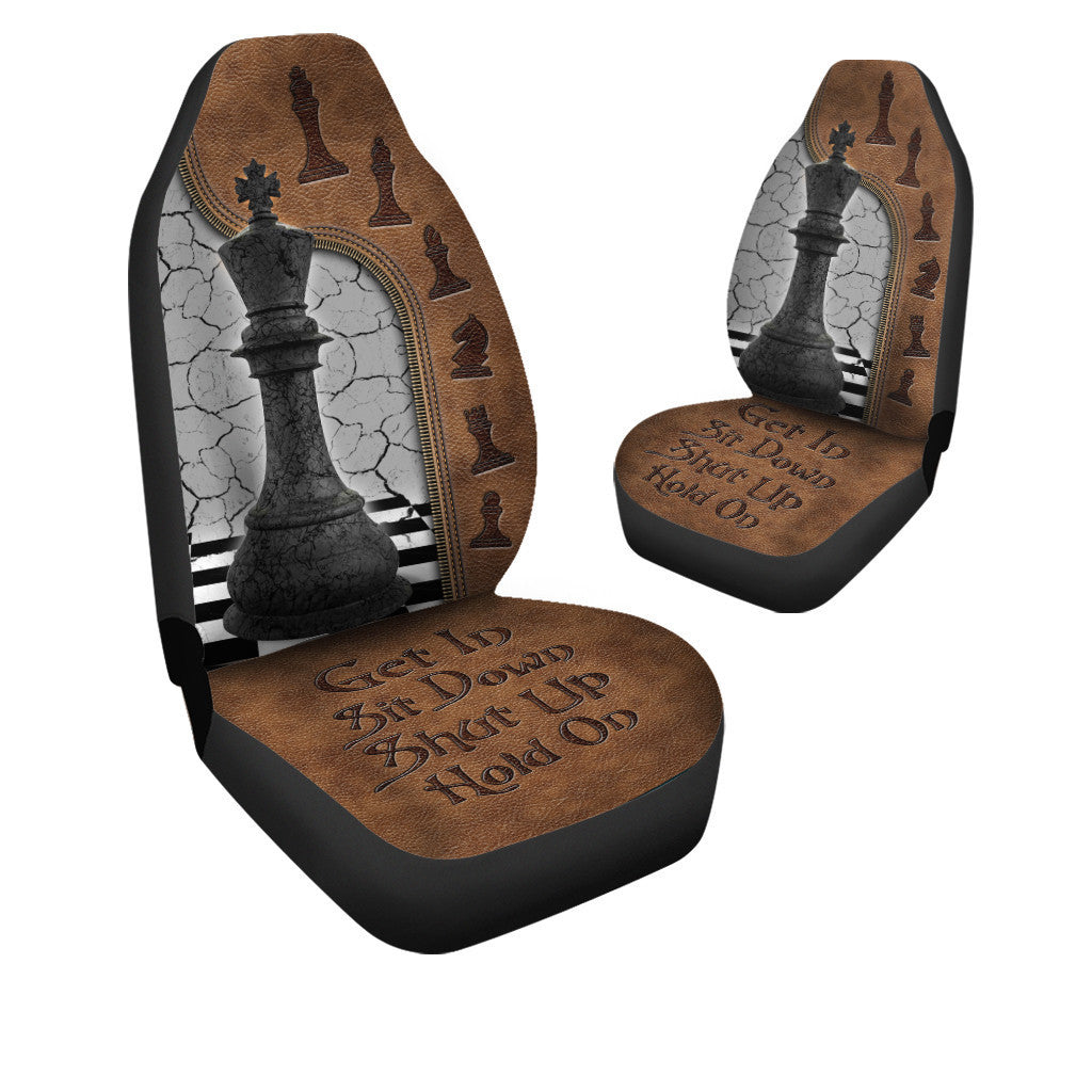 King Chess Hold on Funny Car Seat Covers Universal Fit Set 2