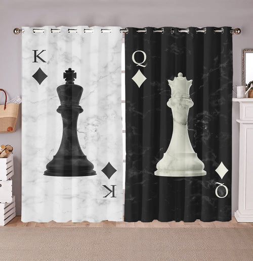 King And Queen Chess Window Curtains