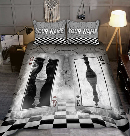 Personalized Name Queen And King Chess All Over Printed Bedding Set