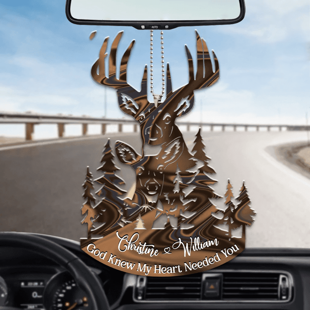 Buck And Doe God Knew My Heart Personalized Car Ornament
