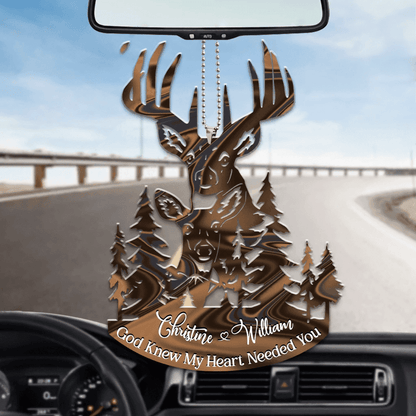 Buck And Doe God Knew My Heart Personalized Car Ornament