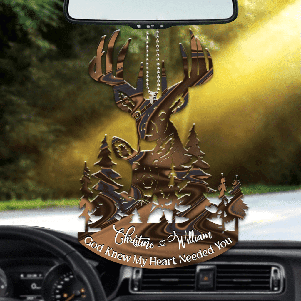 Buck And Doe God Knew My Heart Personalized Car Ornament