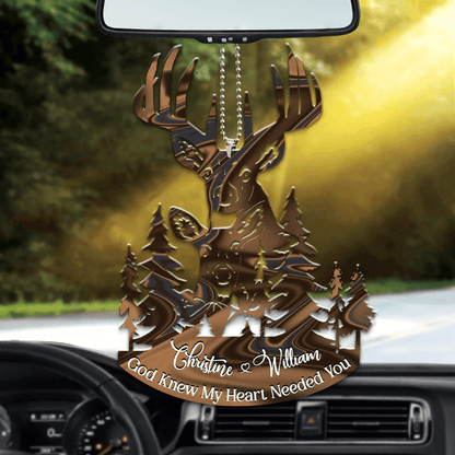 Buck And Doe God Knew My Heart Personalized Car Ornament