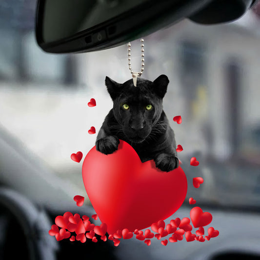 Black Panther Heart Car Ornament