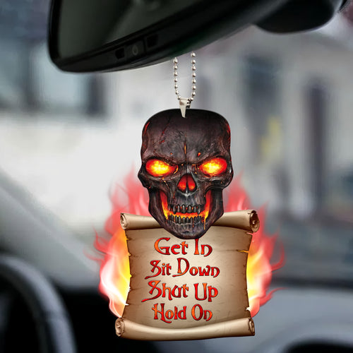 Red Skull Get In Funny Car Ornament