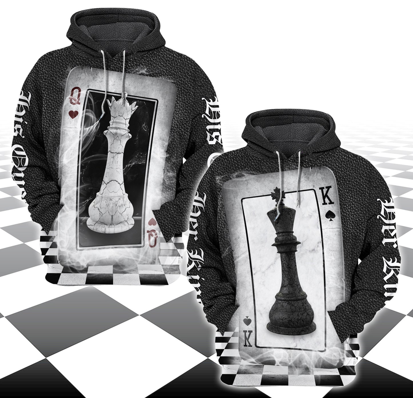 King And Queen Chess- Combo Hoodie Couple 3D All over Printed Shirt