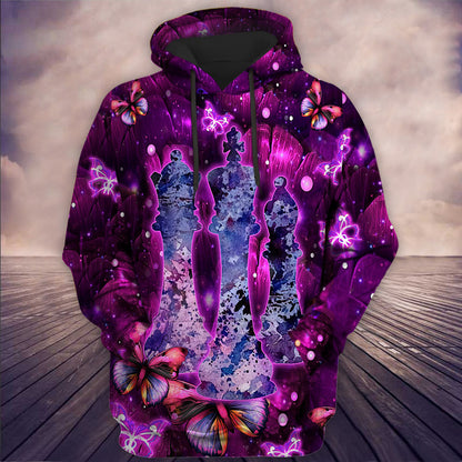 Chess Purple Flower All Over Printed Unisex Shirt