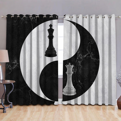 King And Queen Chess Yin Yang Window Curtains