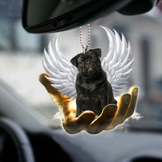 Black Pug Wings Ornament
