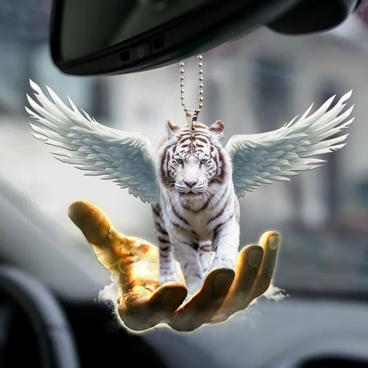 White Tiger Wings Car Ornament
