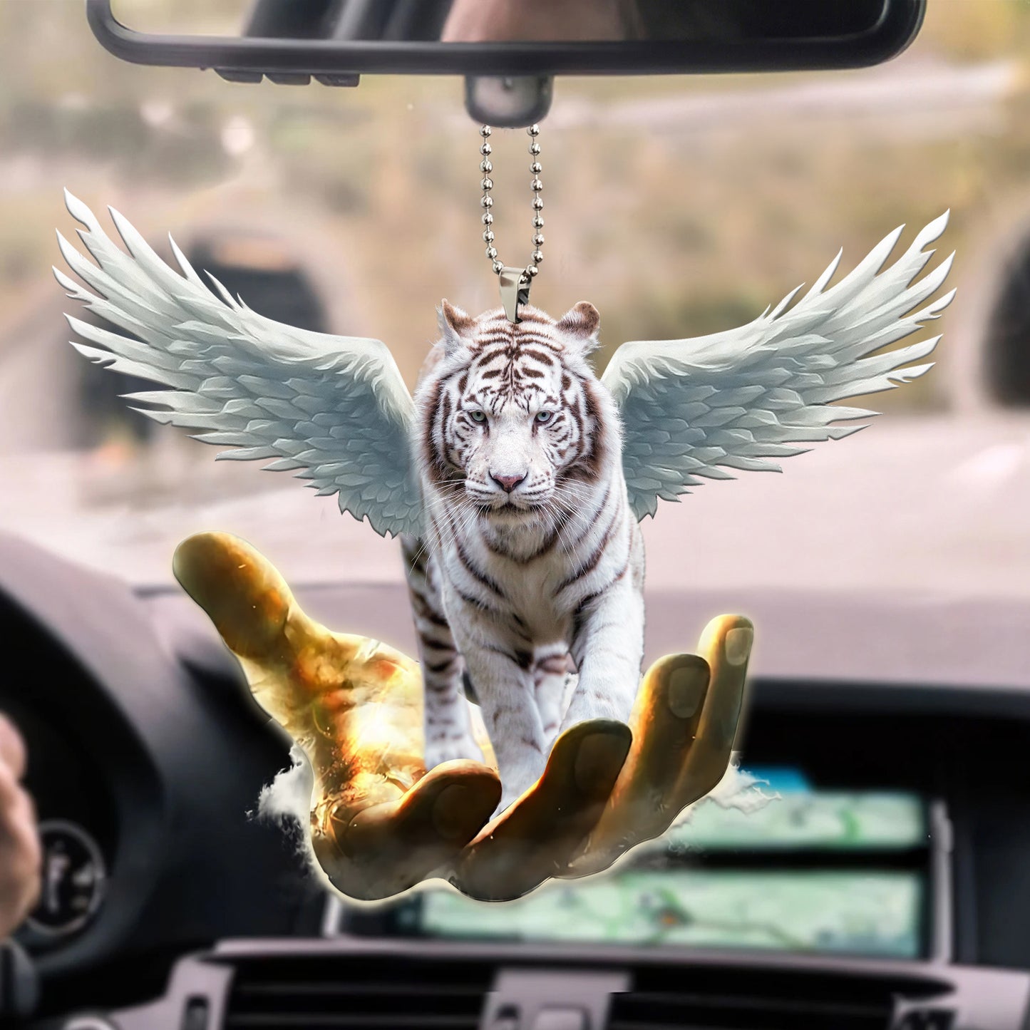 White Tiger Wings Car Ornament