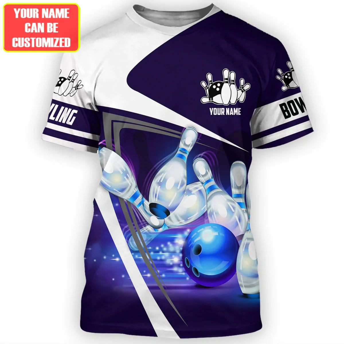 Personalized Name Bowling Blue Version All Over Printed Unisex Shirt