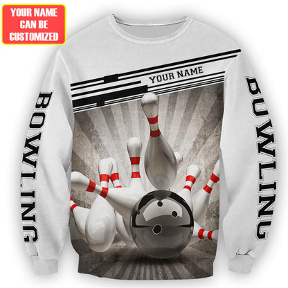 Personalized Name Black Bowling All Over Printed Unisex Shirt Q220302