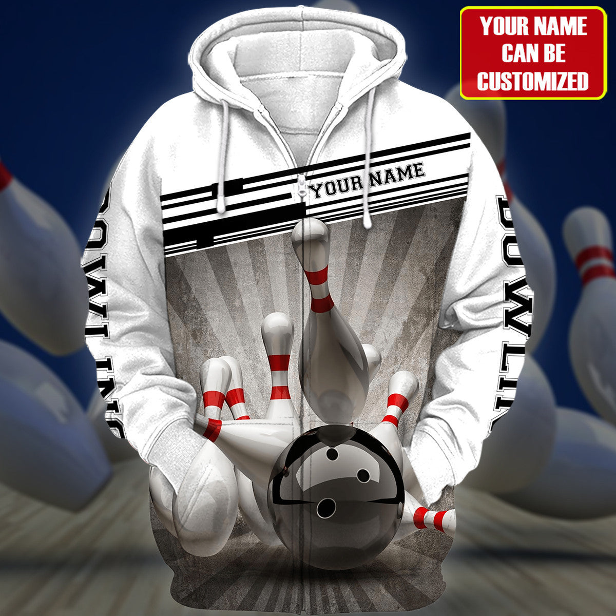 Personalized Name Black Bowling All Over Printed Unisex Shirt Q220302