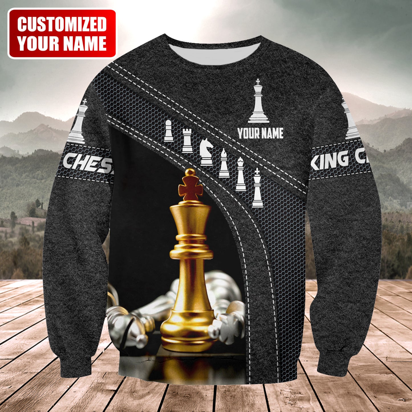 Personalized Name King Chess Gold All Over Printed Unisex Shirt