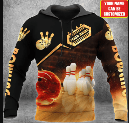 Personalized Name Bowling Fire All Over Printed Unisex Shirt