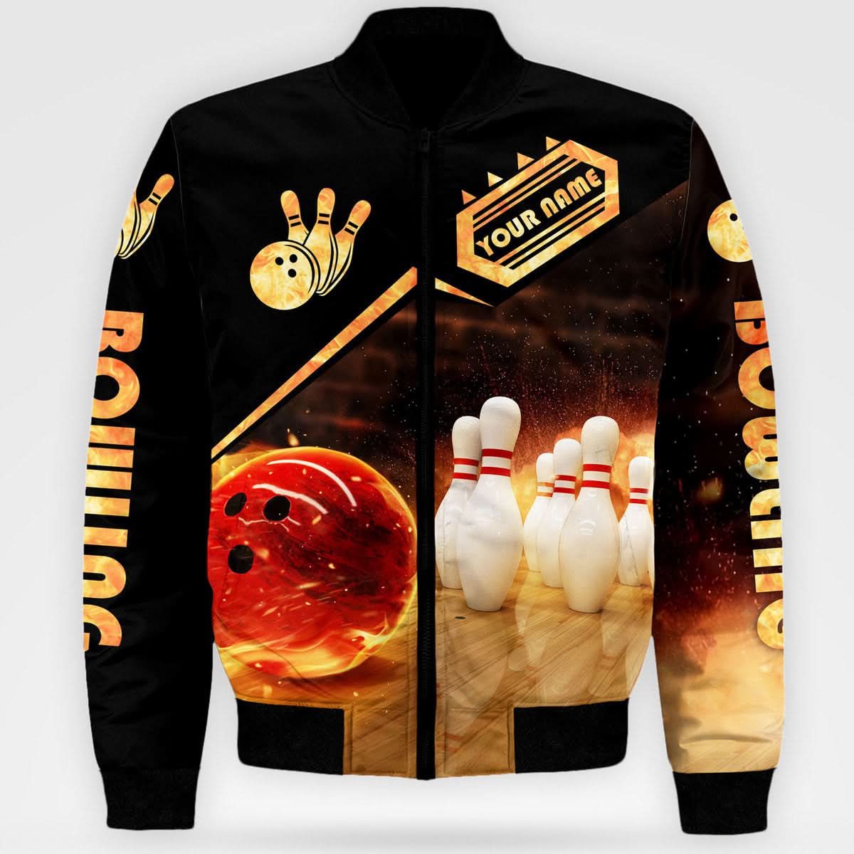Personalized Name Bowling Fire All Over Printed Unisex Shirt