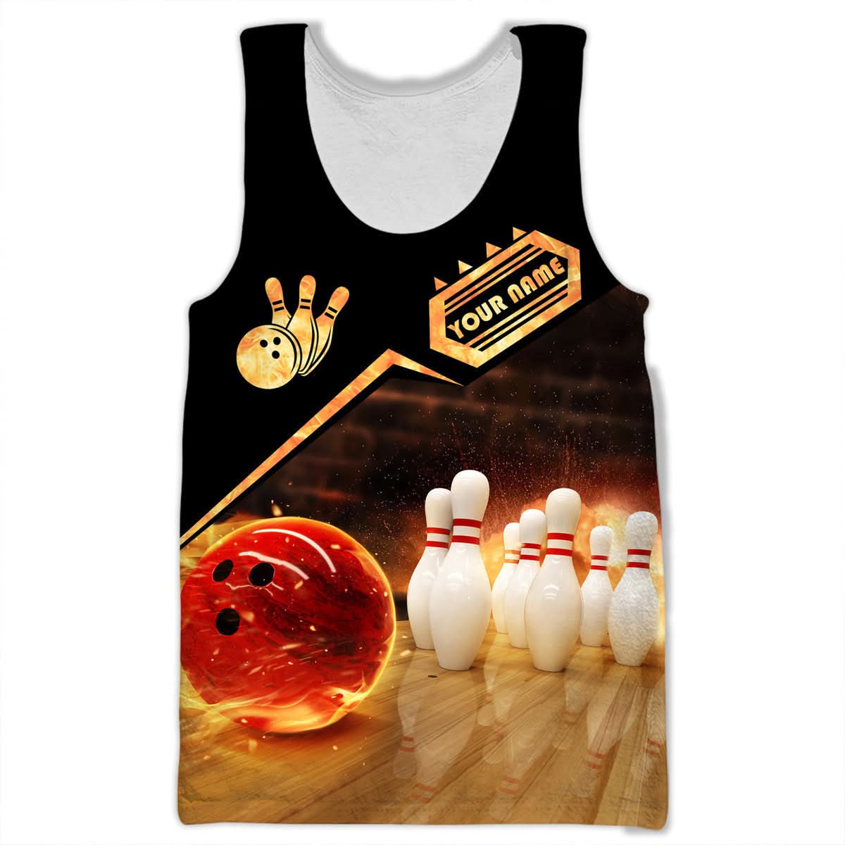 Personalized Name Bowling Fire All Over Printed Unisex Shirt