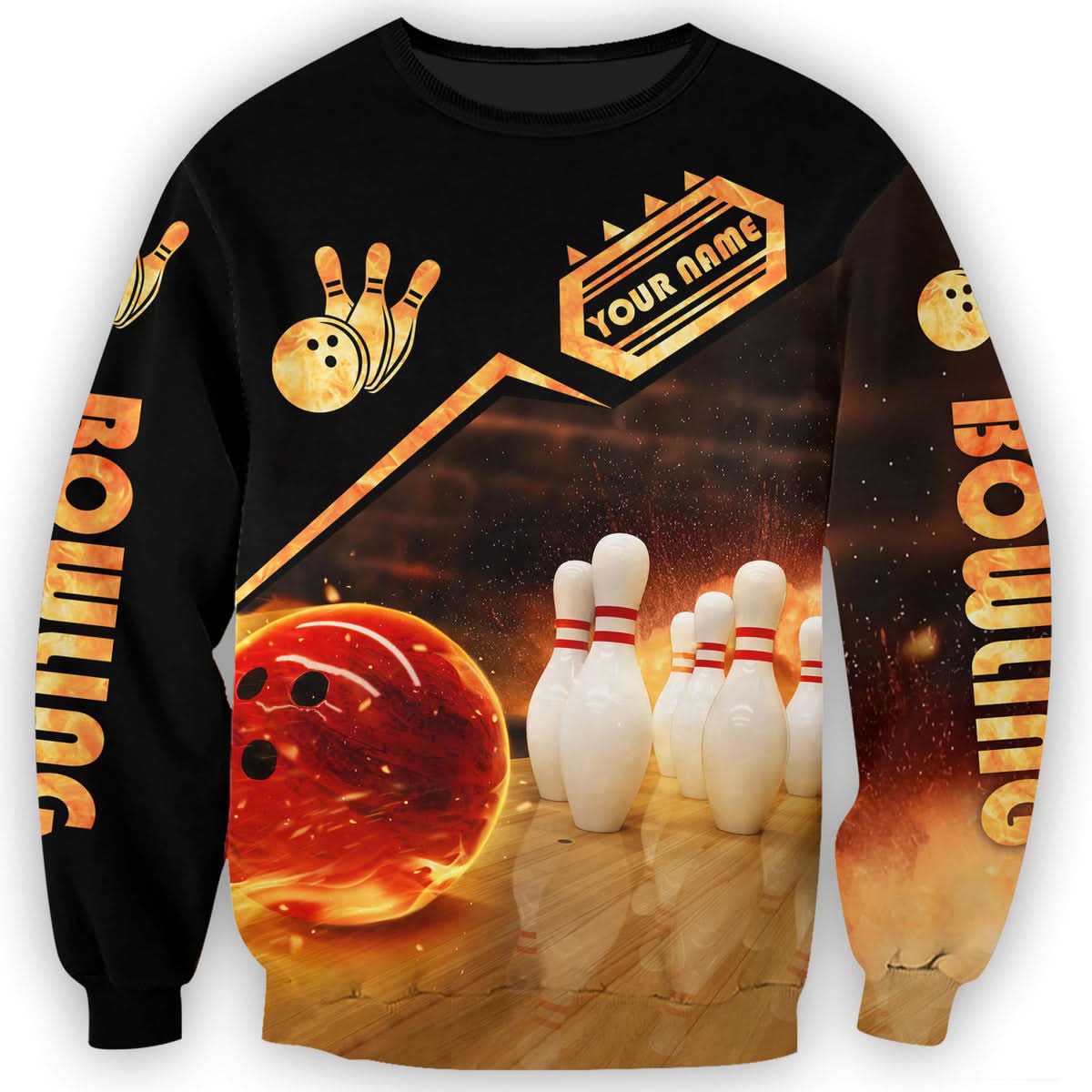 Personalized Name Bowling Fire All Over Printed Unisex Shirt