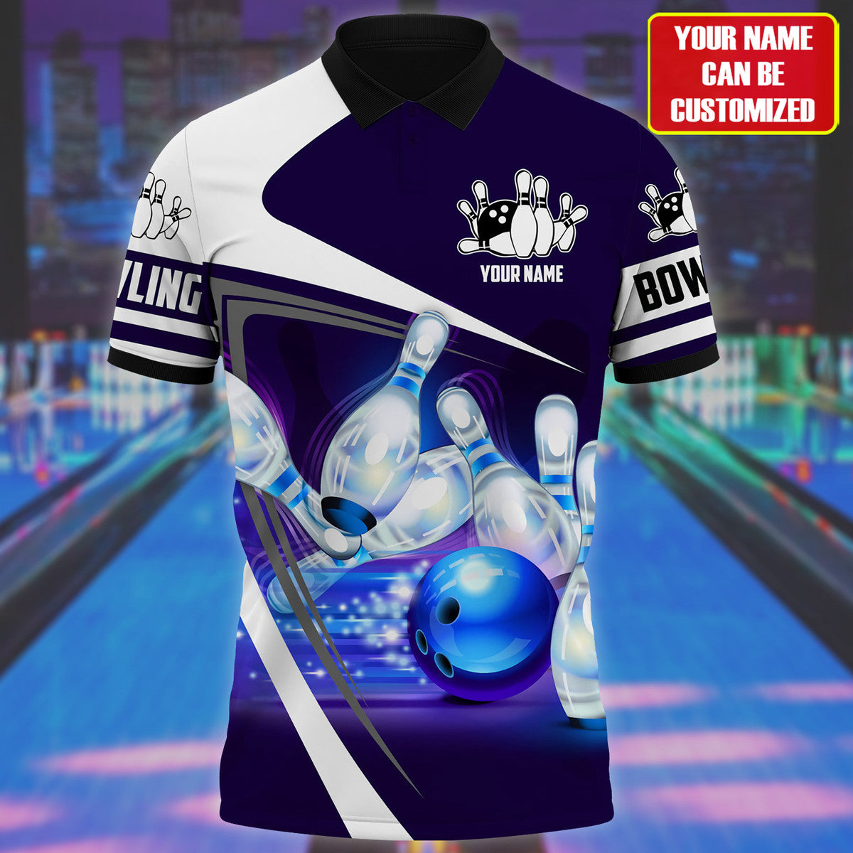 Personalized Name Bowling Blue Version All Over Printed Unisex Shirt