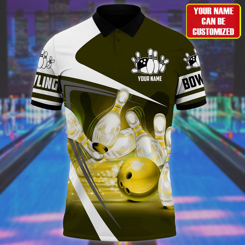 Personalized Name Bowling Yellow Version All Over Printed Unisex Shirt